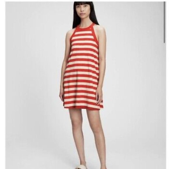 NWOT: GAP Terry Cloth Towel Red & White Stripe Dress - Picture 1 of 10